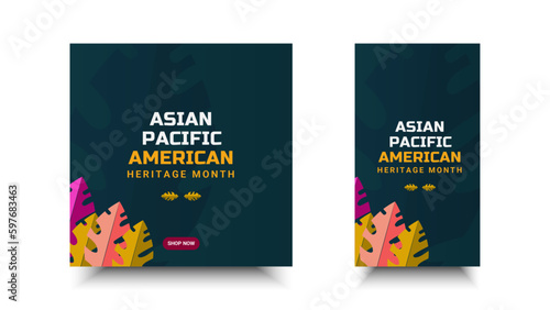 Asian American and Pacific Islander Heritage Month. Vector social media for ads, banner, card, poster, background.