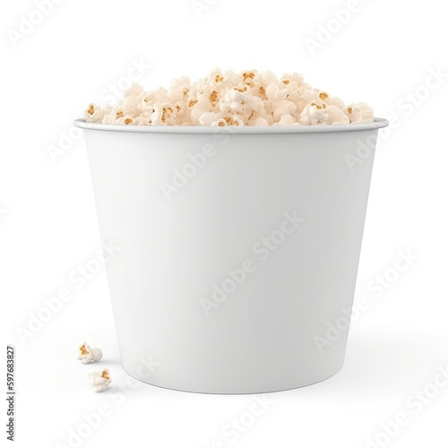 mockup of an empty white popcorn bucket, Generative AI.