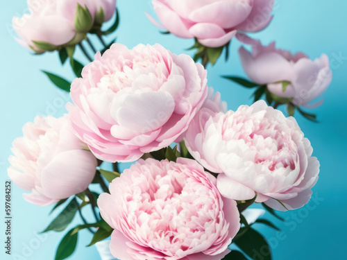 Pastel pink peonies, wedding, Easter, Mother's day, vintage style, generative ai.