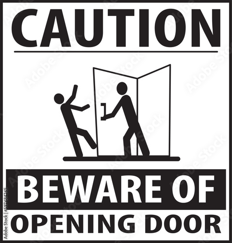 Beware of opening door warning sign vector eps