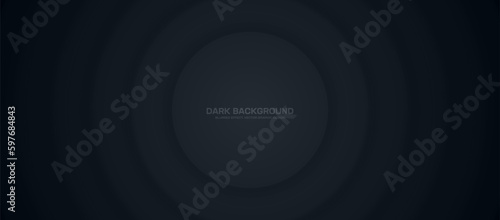 Concentric Circles 3D Vector Technology Minimalistic Dark Grey Abstract Background. Blurred Pulsing Lines Layered Dynamic Three Dimensional Structure Conceptual Wide Minimalist Art Wallpaper
