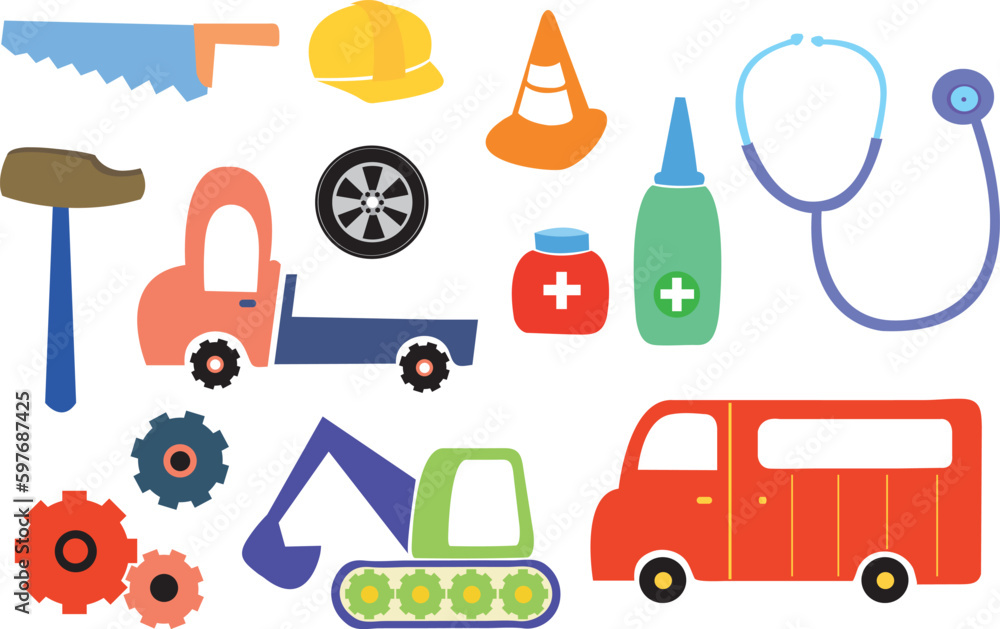 Industry tool icons for International Labor Day, sticker, cute patches, brooch, card print, brochure, social media post, job, occupation, cartoon, clip art, logo, decorations Industry tool icons for International Labor Day, sticker, cute patches, brooch, card print, brochure, social media post, job, occupation, cartoon, clip art, logo, decorations
