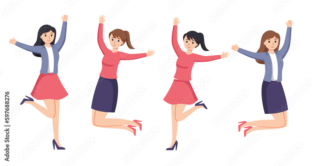 group of woman happy dance movements