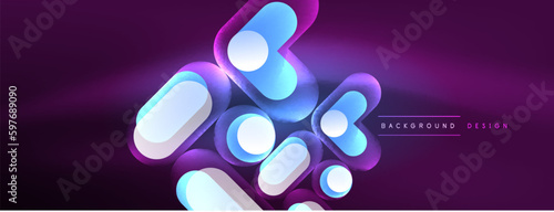 Neon circle abstract background. Template for wallpaper, banner, presentation, background