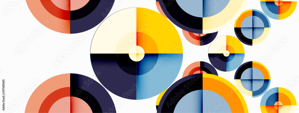 Circles with shadows trendy minimal geometric composition abstract background Circles with shadows trendy minimal geometric composition abstract background
