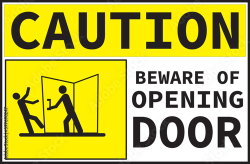 Beware of opening door warning sign vector