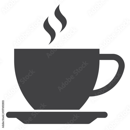 coffee cup icon, solid icon on transparent background