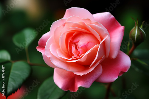 A close up of a beautiful pink rose  Generative AI