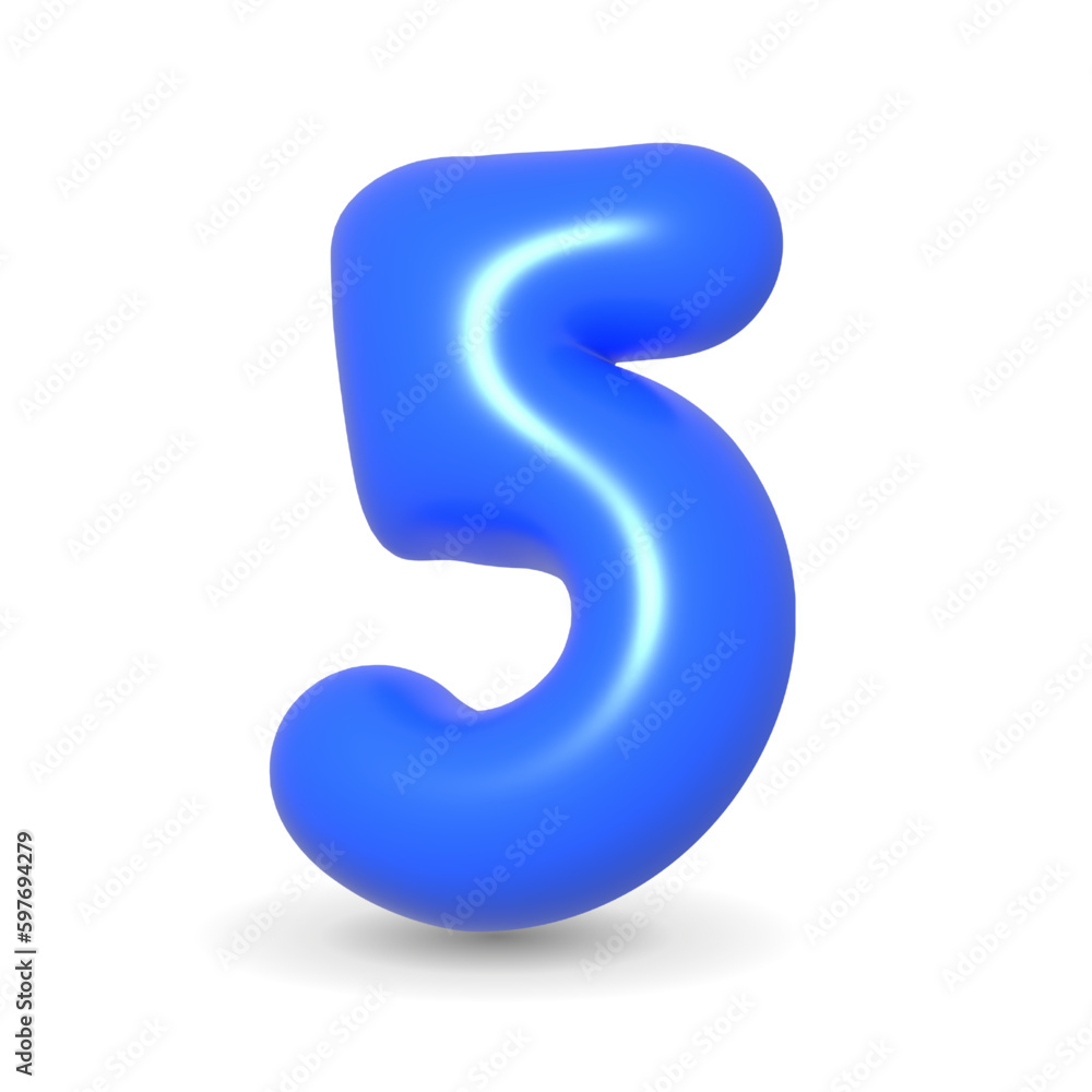 Gleaming, colorful and luxury Midnight blue balloon digit Five. 3d realistic illustration isolated on white background. For Events, Birthday cake, Sales. Gleaming, colorful and luxury Midnight blue balloon digit Five. 3d realistic illustration isolated on white background. For Events, Birthday cake, Sales.
