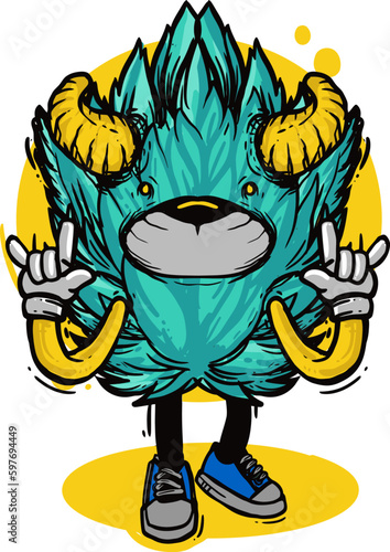 colorful funny and scary Monster illustration
