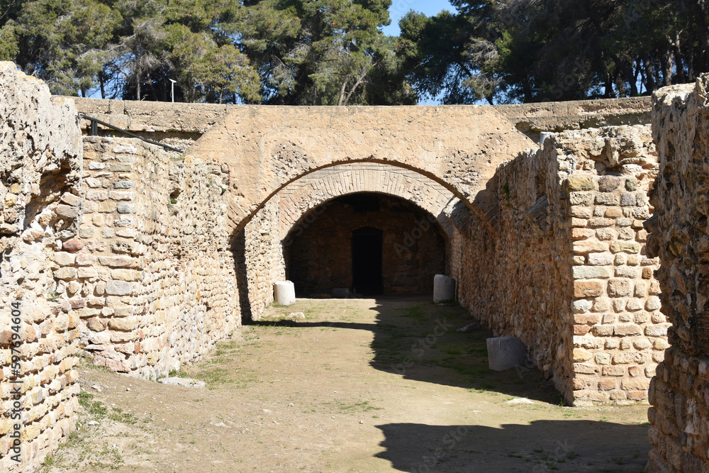 Walkway in the Hypogeum of the Roman Amphitheater at Carthage Walkway in the Hypogeum of the Roman Amphitheater at Carthage
