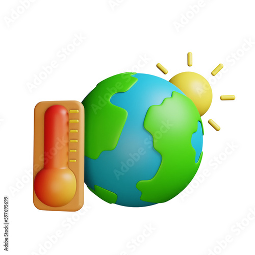 3D Icon Thermometer Earth Ecology