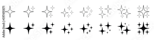 Sparkle star line and outline icon. decoration twinkle  sparkle star shiny  sparkle star icon sign and symbol. Vector illustration.