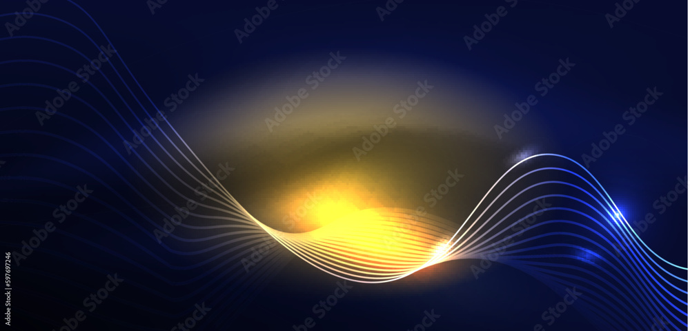 Abstract background neon wave. Hi-tech design for wallpaper, banner, background, landing page, wall art, invitation, prints, posters Abstract background neon wave. Hi-tech design for wallpaper, banner, background, landing page, wall art, invitation, prints, posters