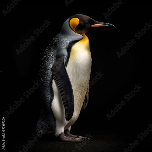 Emperor Penguin Full Body on Black Background - Made with Generative AI