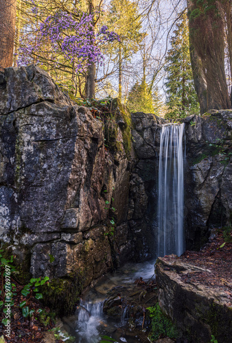 Waterfalls at The Vachery within Ashdown forest on the high weald East Sussex, south east England UK