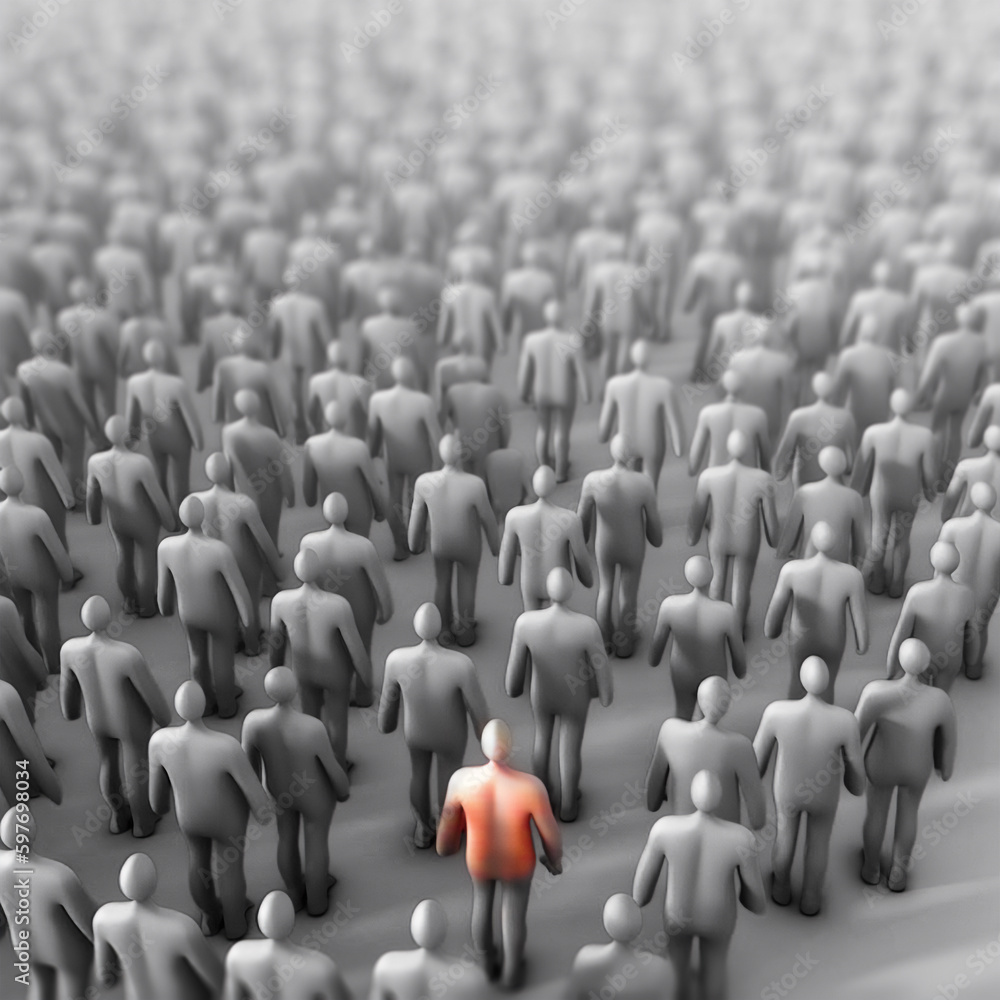 Obraz premium crowd of people, herd mentality concept 3D illustration