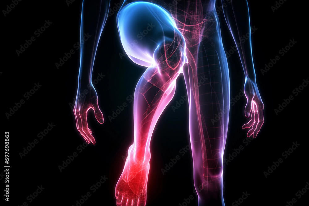 Pain in the foot. AI Generated Pain in the foot. AI Generated