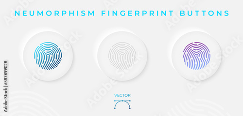 Set of fingerprint buttons in neumorphism style