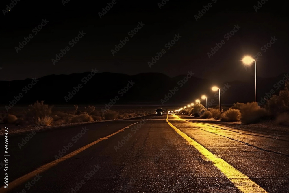 Obraz premium Empty night road. AI Generated