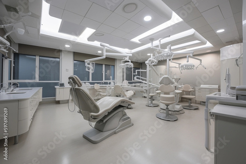 Dental office with equipment. AI Generated