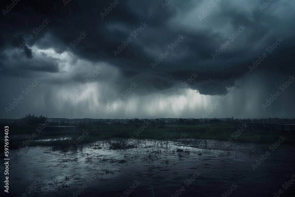 Fototapeta premium Bad weather with clouds and rain. AI Generated