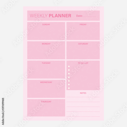 Weekly Daily planning note sheet design template