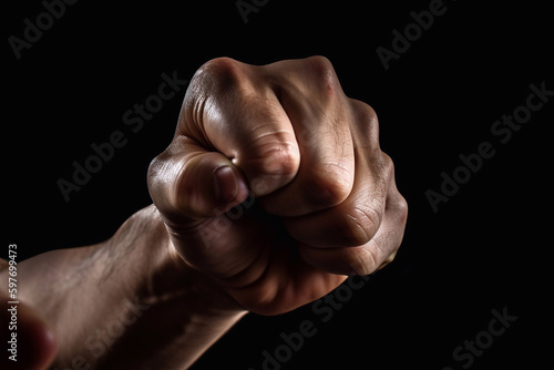 Fist close-up. Aggressor and hooligan. AI Generated