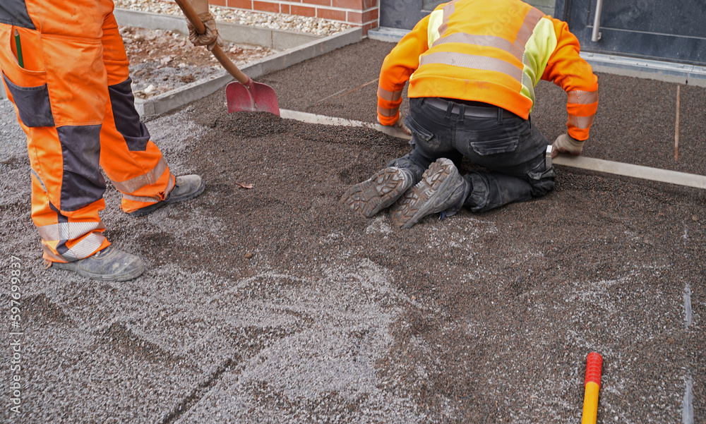 On the construction site during the development of a new residen On the construction site during the development of a new residen
