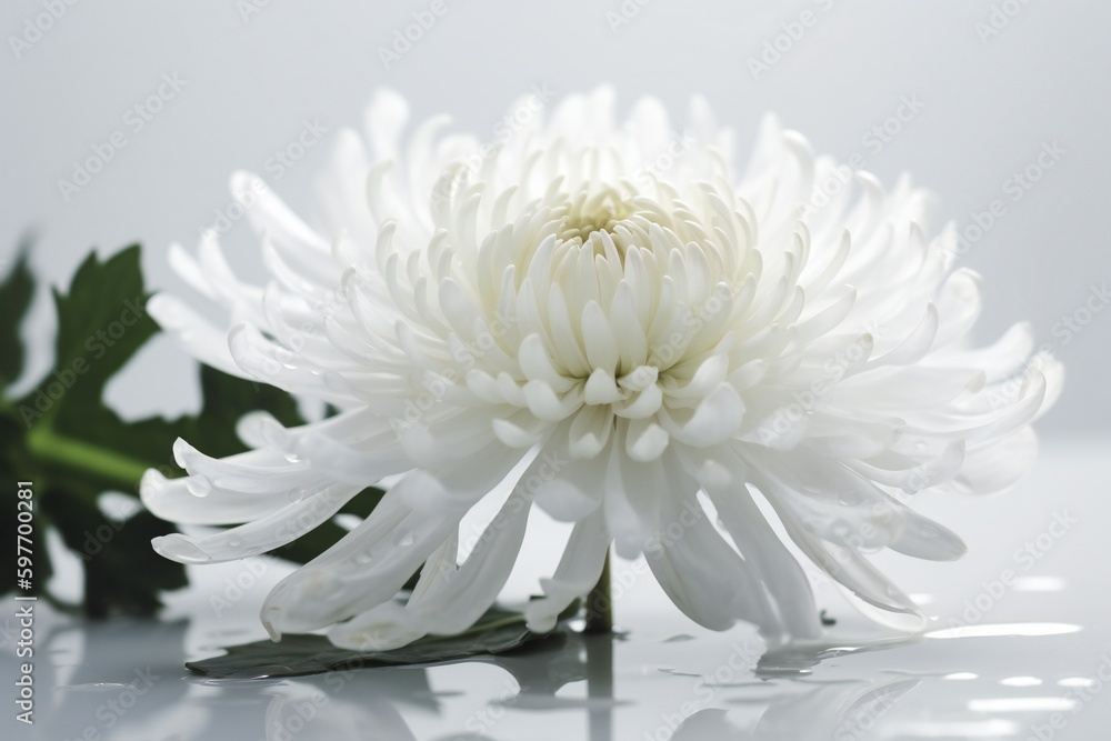 AI Generative Bloom in Simplicity A Captivating Minimalist Photography of White Chrysanthemum
