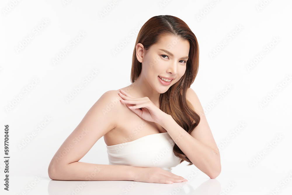 Beautiful young asian woman with clean fresh skin on white background, Face care, Facial treatment, Cosmetology, beauty and spa, Asian women portrait. Beautiful young asian woman with clean fresh skin on white background, Face care, Facial treatment, Cosmetology, beauty and spa, Asian women portrait.