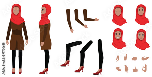 Hijab girl character sheet for animation