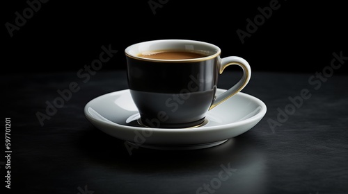 Bold espresso in a delicate porcelain cup. AI generated