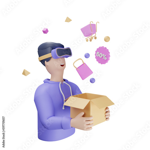 3D Icon Vr Shopping Metaverse