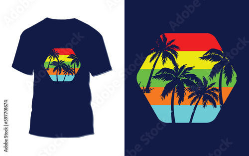 Vector Palm tree t shirt design photo