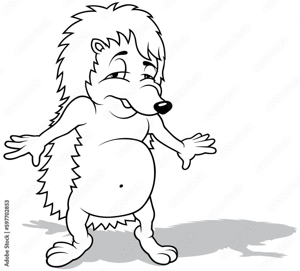 Drawing of a Sleepy Hedgehog with Outstretched Paws Drawing of a Sleepy Hedgehog with Outstretched Paws