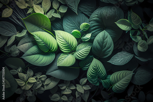 Wallpaper Mural Plant and leaves background, green floral tropical pattern for background  Torontodigital.ca