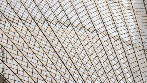 close up of tiles on Sydney Opera House in New South Wales, Australia