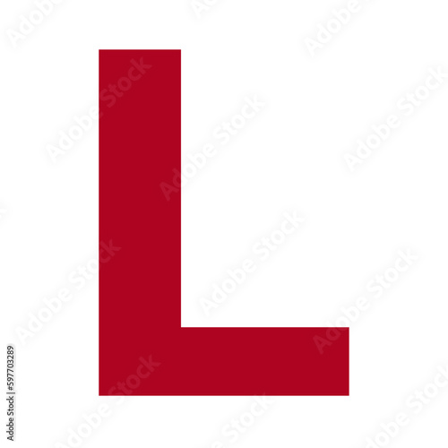 L Letter Icon. Red Color L Icon.