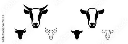Icon of a cow's head with horns and without horns on a white background.