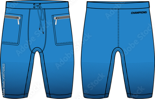Compression Cycling Shorts design vector template, Bike Shorts tights concept with front and back view for Cycling, bicycle and football and running active wear shorts design.