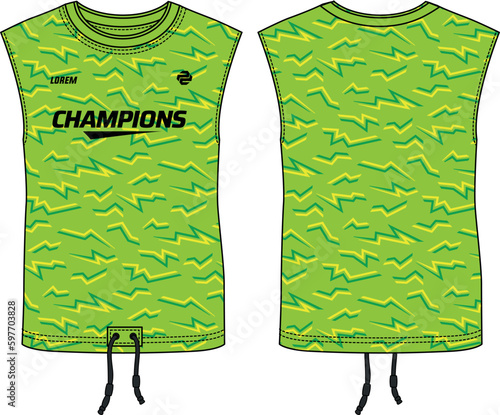 Sleeveless base layer Tank Top Basketball jersey vest design flat sketch illustration template, sport jersey concept with front and back view for Men and women Volleyball and badminton sport kit