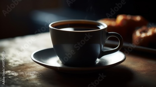 Deep  rich color of a freshly brewed espresso. AI generated