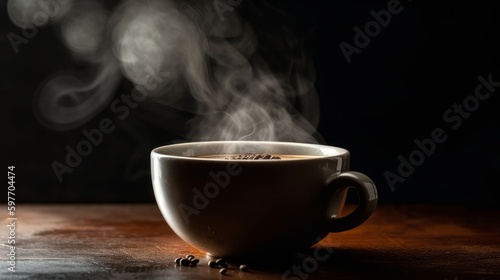 Comforting aroma of a steaming cup of coffee. AI generated