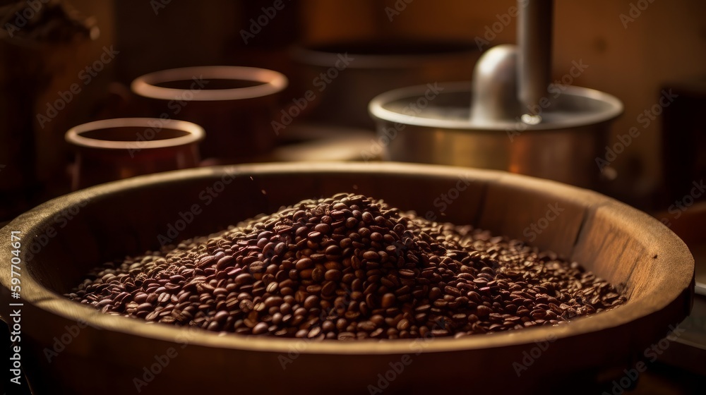 Tantalizing smell of freshly ground coffee beans. AI generated Tantalizing smell of freshly ground coffee beans. AI generated