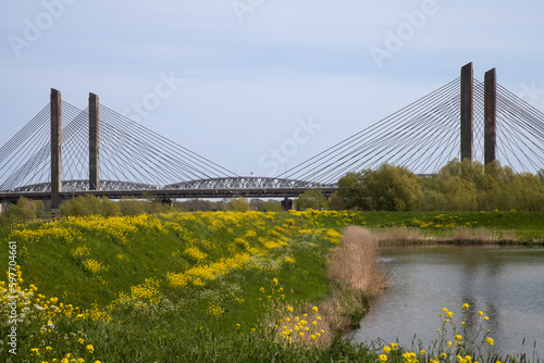 Martinus Nijhoff Bridge over the river Waal near Zaltbommel in the Netherlands. photo