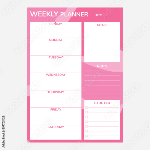 Weekly Daily planning note sheet design template