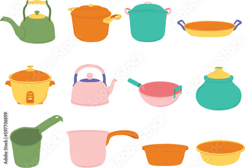 Set of kitchen utensils. Vector illustration in flat style.