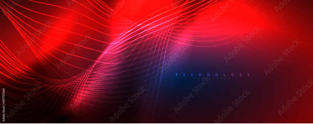Techno neon wave lines, dynamic electric motion, speed concept. Templates for wallpaper, banner, background, landing page, wall art, invitation, prints Techno neon wave lines, dynamic electric motion, speed concept. Templates for wallpaper, banner, background, landing page, wall art, invitation, prints