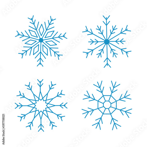 Snowflake vector icon, collection of Christmas decorations in blue color